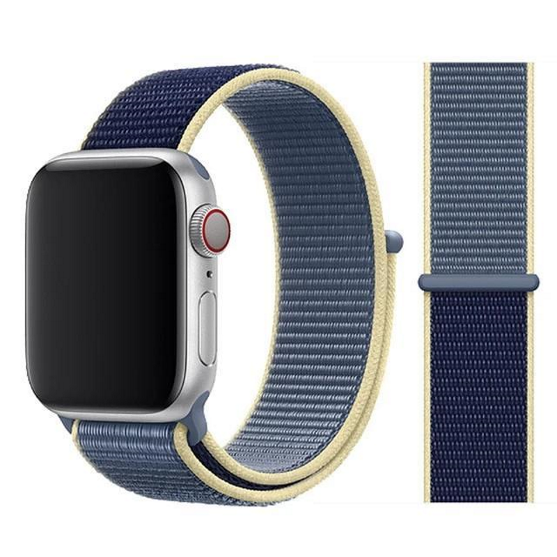 Alaska Blue with Yellow Trim Color Duos Nylon Sport Loop Band for Apple Watch.