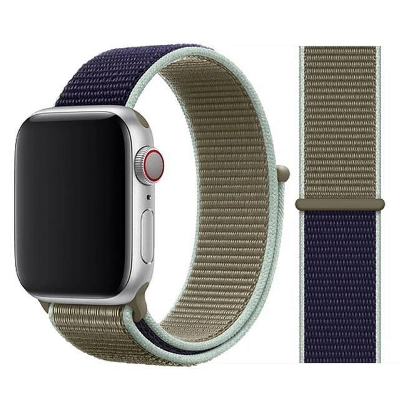 Khaki and Midnight Blue Color Duos Nylon Sport Loop Band for Apple Watch.