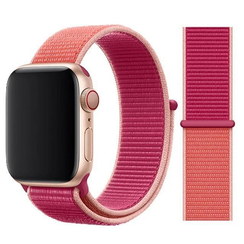 Pomegranate Light Pink and Dark Pink Color Duos Nylon Sport Loop Band for Apple Watch.