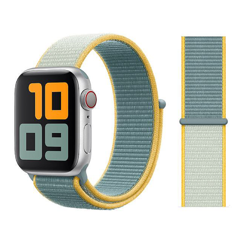Sunshine Yellow, Sky Blue, and Light Blue Color Duos Nylon Sport Loop Band for Apple Watch.