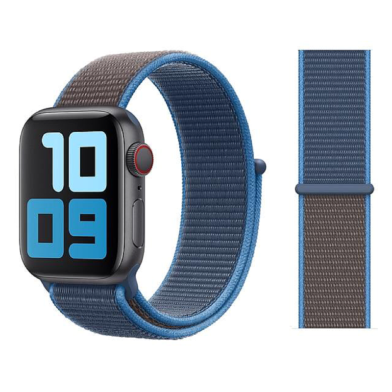 Surf Blue and Gray Color Duos Nylon Sport Loop Band for Apple Watch.