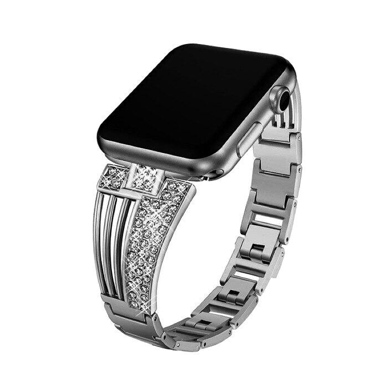 Apple Watch and Black Designer Inspired Diamond Bracelet Band.