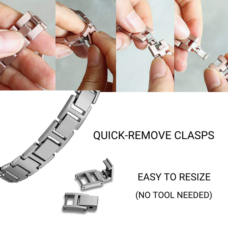 Designer Inspired Diamond Bracelet Apple Watch Band's Quick Remove Clasps, for Fast and Easy Watch Band Resizing.
