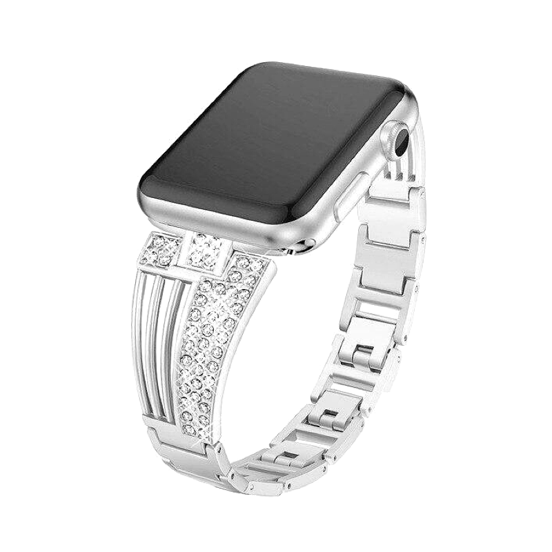 Apple Watch and Silver Designer Inspired Diamond Bracelet Band.
