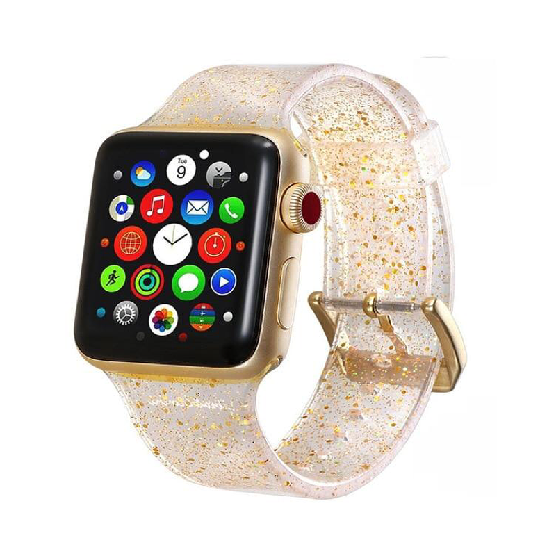 Gold Glitter Silicone Sport Band for Apple Watch.