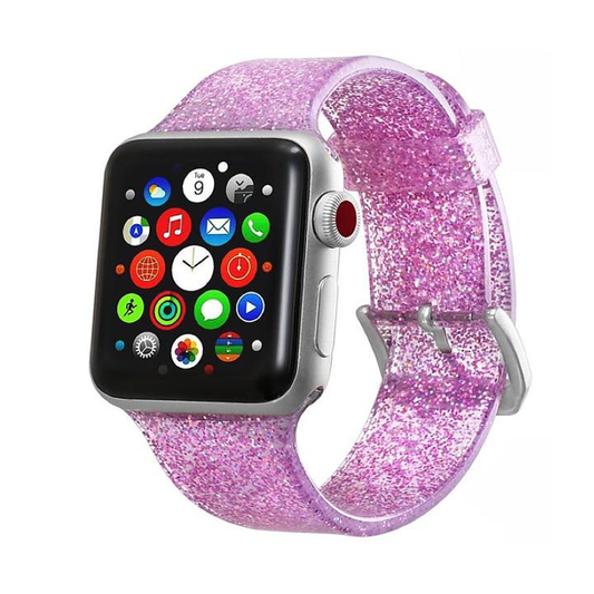 Pink Glitter Silicone Sport Band for Apple Watch.