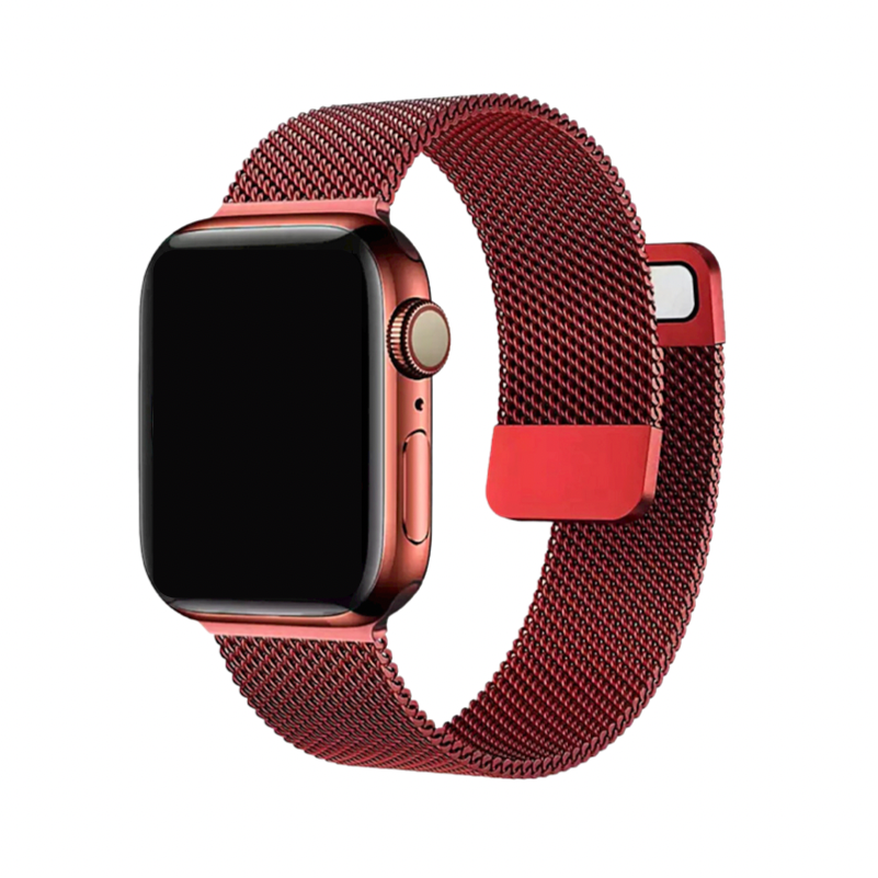 Red Milanese Loop Band for Apple Watch.