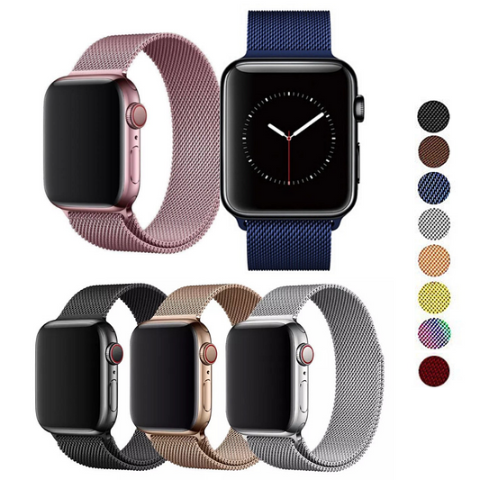 Group of Milanese Loop Bands for Apple Watch in Various Colors.