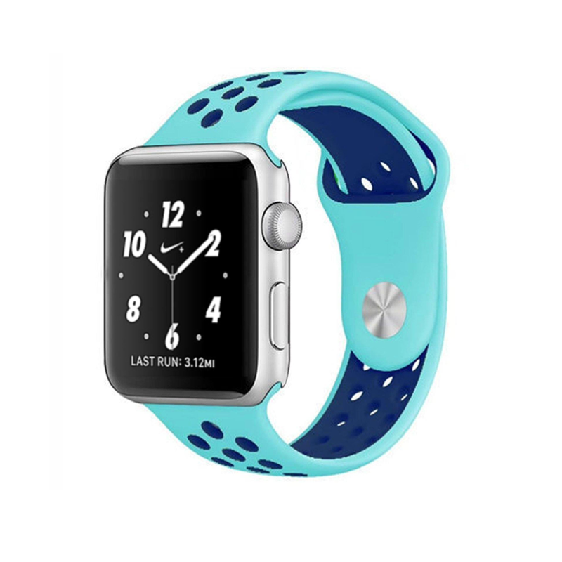 Light Blue Aqua Cobalt Blue Nike Style Silicone Sport Band for Apple Watch.