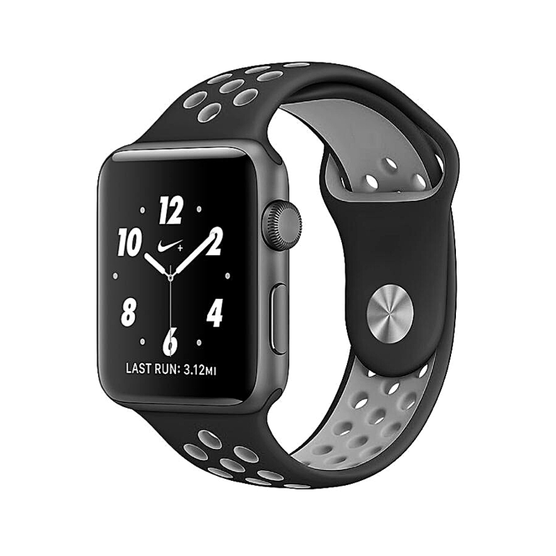 Black and Gray Nike Style Silicone Sport Band for Apple Watch.