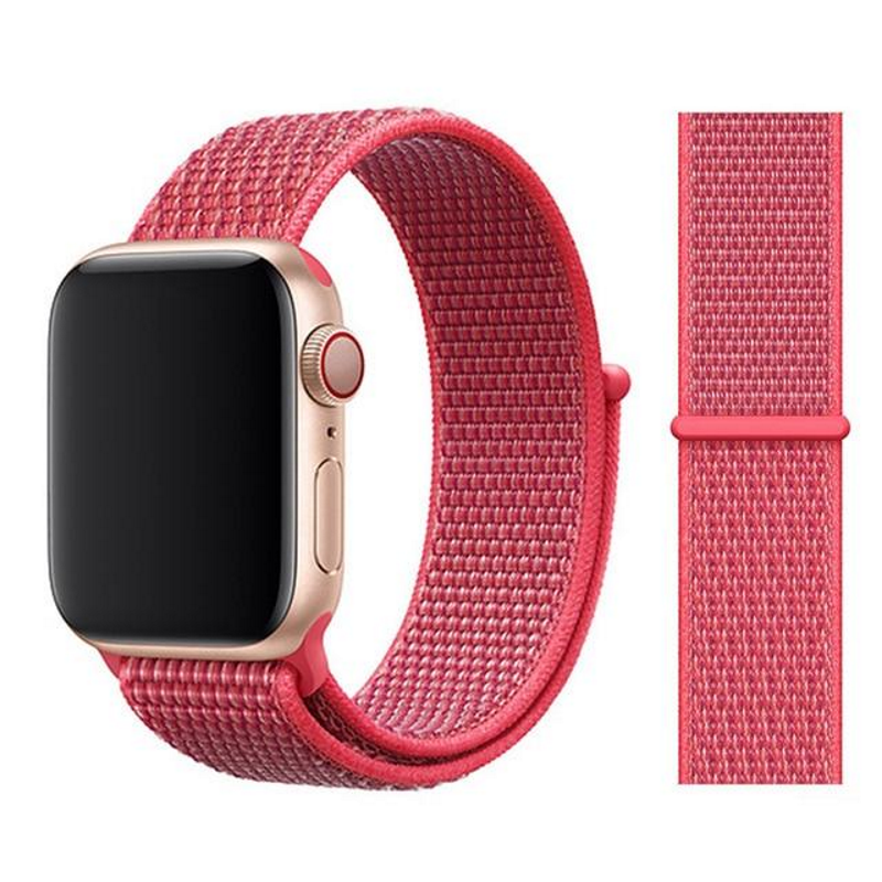 Hibiscus Pink Nylon Sport Loop Band for Apple Watch.