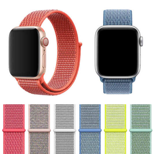 Group of Nylon Sport Loops for Apple Watch in Various Colors.