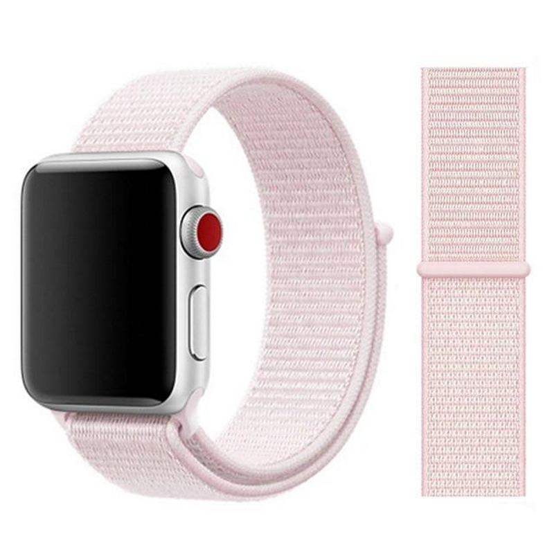 Pink Pearl Nylon Sport Loop Band for Apple Watch.