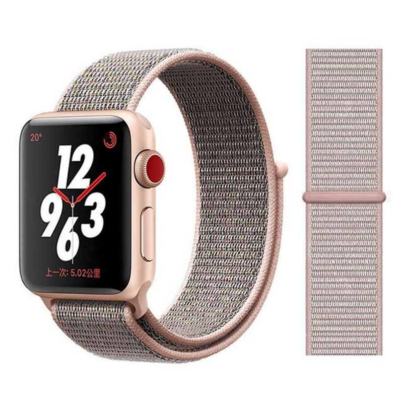 Pink Sand Nylon Sport Loop Band for Apple Watch.