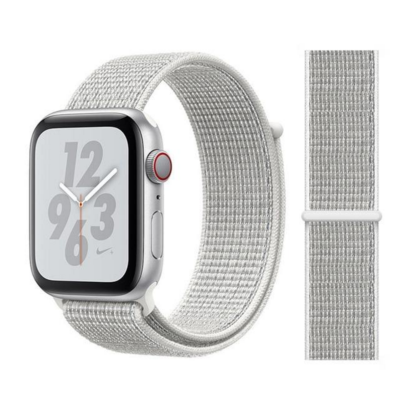 Summit White Nylon Sport Loop Band for Apple Watch.
