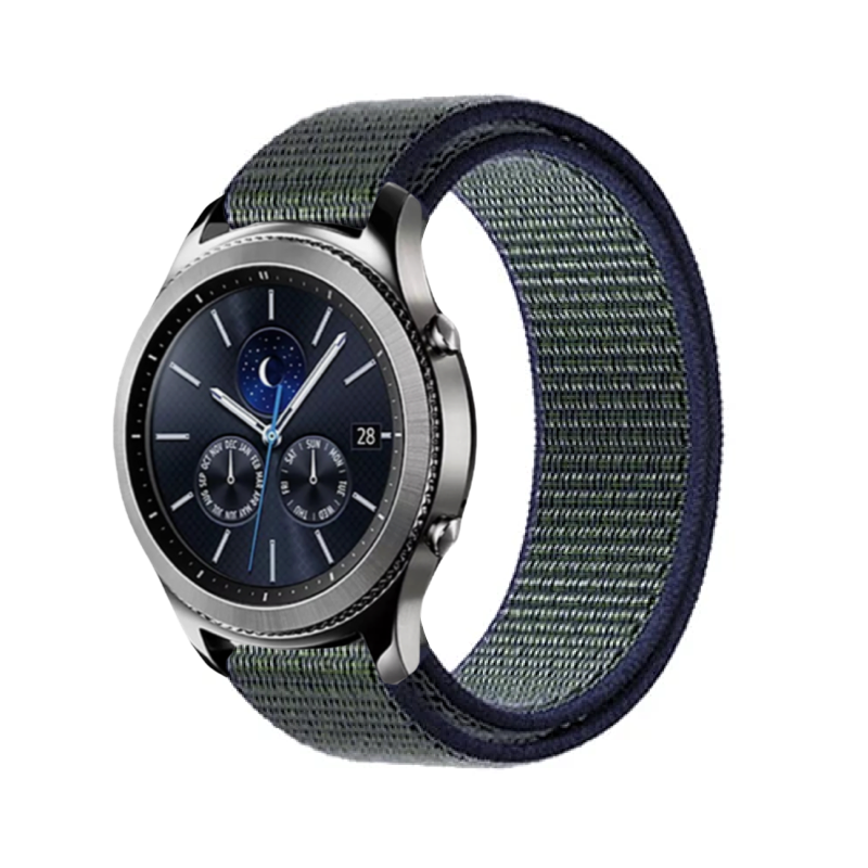 Midnight Fog Nylon Sport Universal Watch Loop Band on Samsung Gear S3 Classic Watch.
