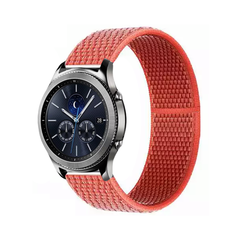 Nectarine Nylon Sport Universal Watch Loop Band on Samsung Gear S3 Classic Watch.
