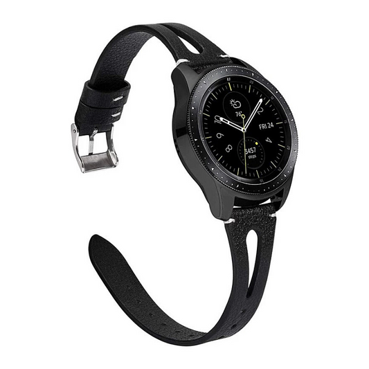 Black Open Style Slim Leather 22mm Universal Watch Band.