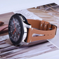 Saddle Brown Open Style Slim Leather 22mm Universal Watch Band on Display.