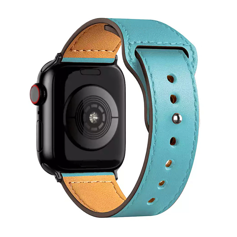 Turquoise Blue Premium Leather Apple Watch Band.