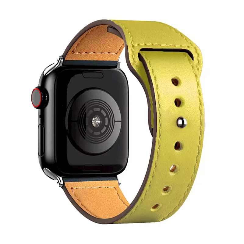 Yellow Premium Leather Apple Watch Band.