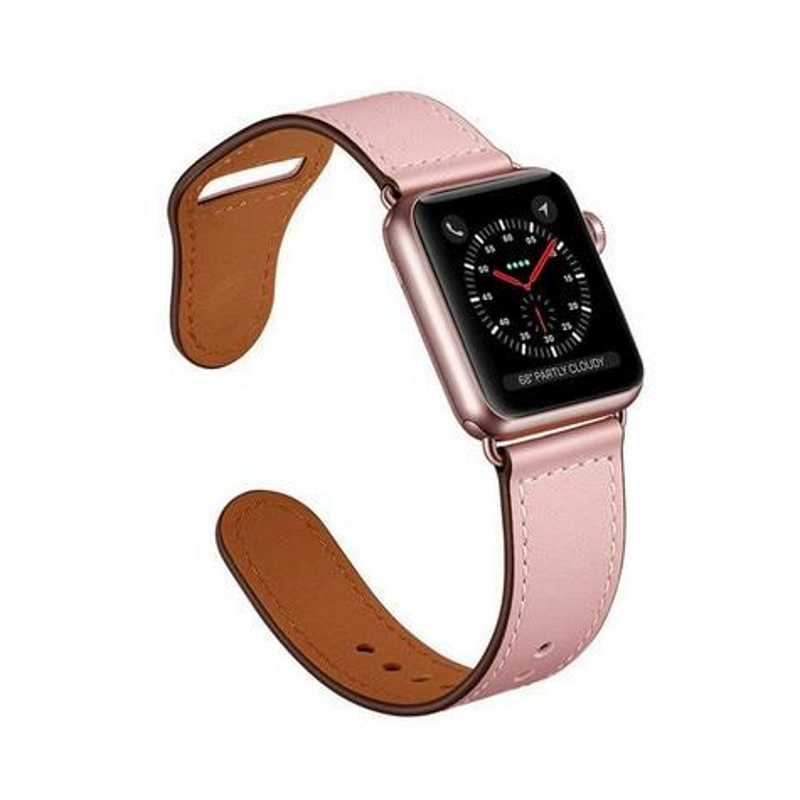 Pink Premium Leather Band for Apple Watch - Side View.