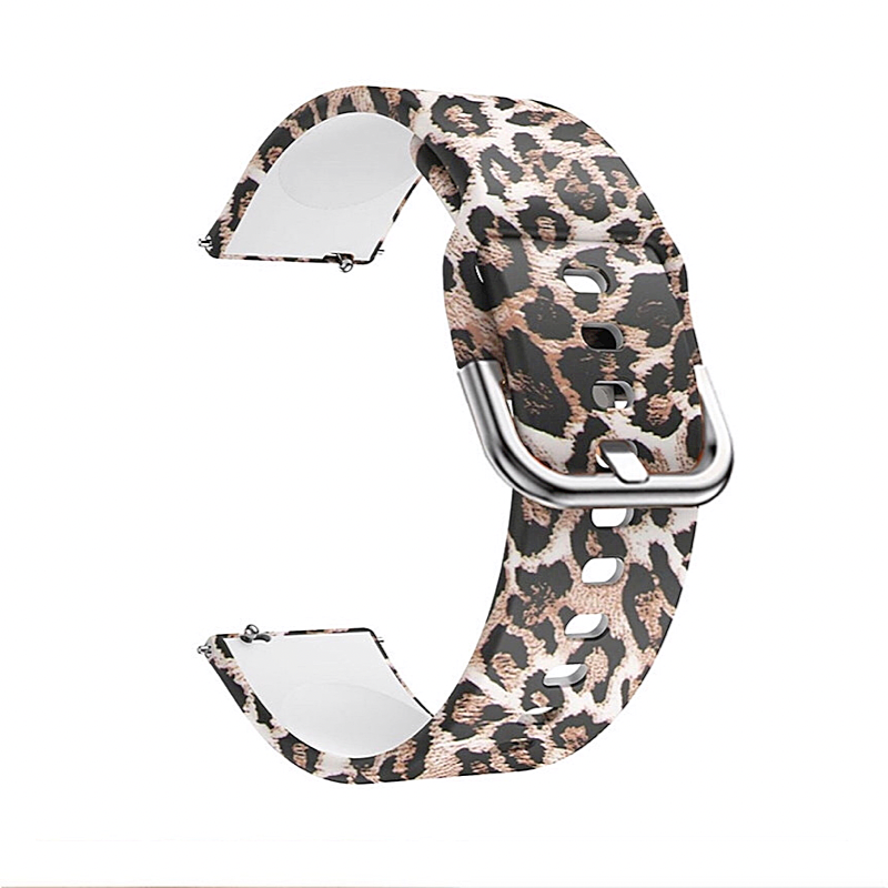 Leopard Wildcat Printed Silicone Sport Universal 22mm Watch Band - Band View.