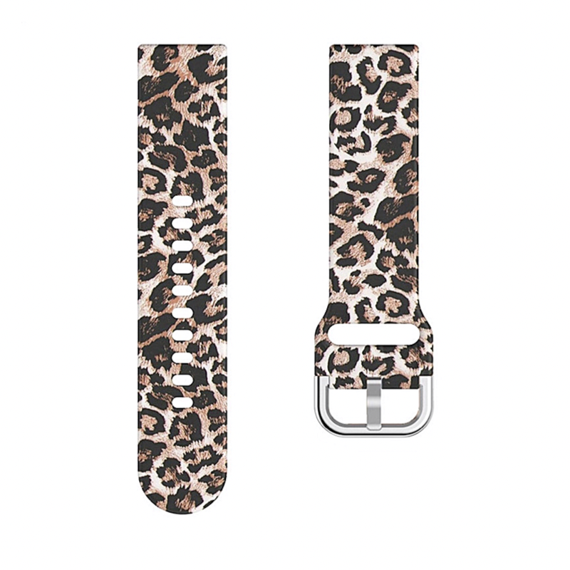 Leopard Printed Silicone Sport Universal 22mm Watch Band - Flat View.