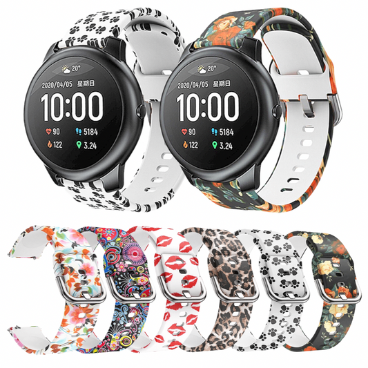 Group of Printed Silicone Sport Universal 22mm Watch Bands in Various Styles.
