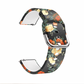 Black Orange and Yellow Rose Printed Silicone Sport Universal 22mm Watch Band - Band View.