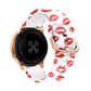 Red and White Kiss Printed Silicone Sport 20mm Watch Band on Samsung Galaxy Active 2 - Back View.