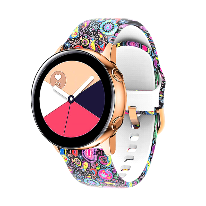 Multicolor Colorful Pop Printed Silicone Sport 20mm Watch Band on Samsung Galaxy Active 2.
