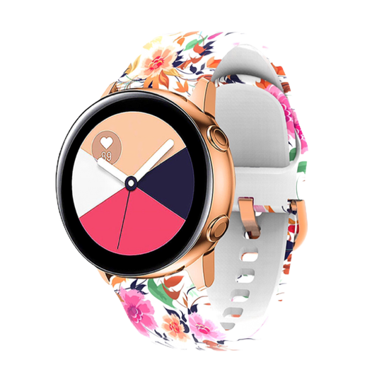 Multicolor Wildflower Printed Silicone Sport 20mm Watch Band on Samsung Galaxy Active 2.