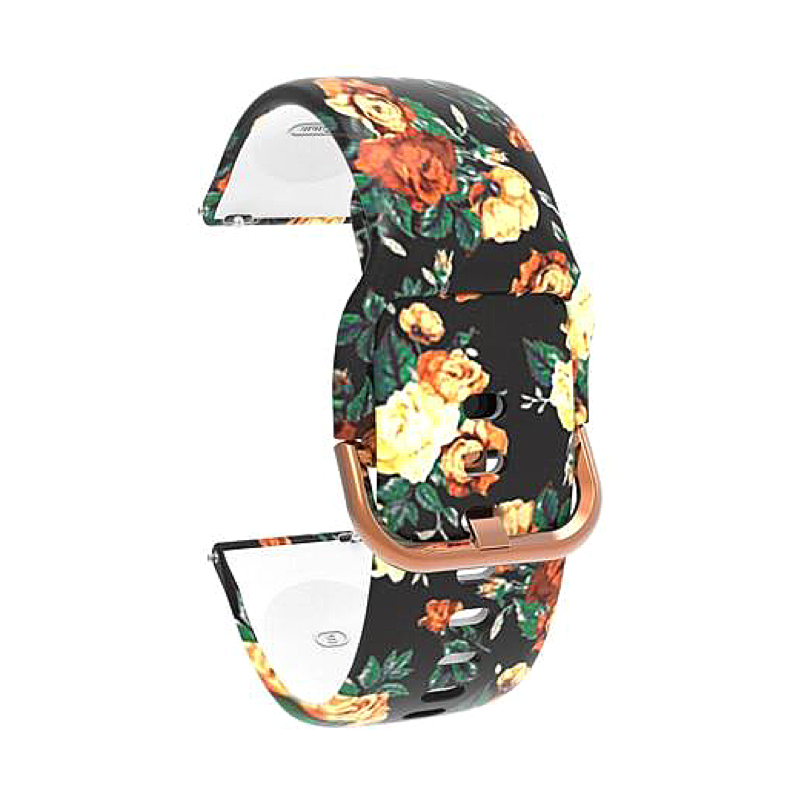 Yellow Rose Printed Silicone Sport 20mm Watch Band for Samsung Galaxy, Active 2, Gear S2/Sport, Fossil Sport, TicWatch E/2.