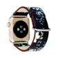Black and Blue Rose Flower Print Leather Band for Apple Watch.
