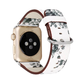 White and Black Rose Flower Print Leather Band for Apple Watch.