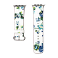 White and Blue Rose Flower Print Leather Band for Apple Watch - Flat View.