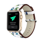 White and Blue Rose Flower Print Leather Band for Apple Watch - Front View.