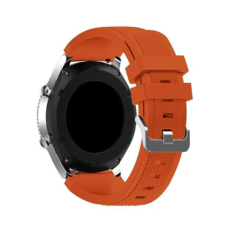 Adobe Orange Rugged Silicone Sport Universal Watch Band on Samsung Galaxy Watch.