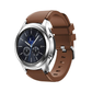 Coffee Brown Rugged Silicone Sport Universal Watch Band on Samsung Gear S3 Classic Watch.
