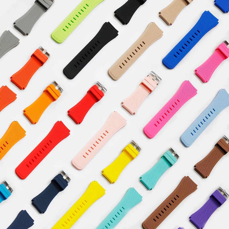 Display of Various Colors of Rugged Silicone Sport Universal Watch Band.