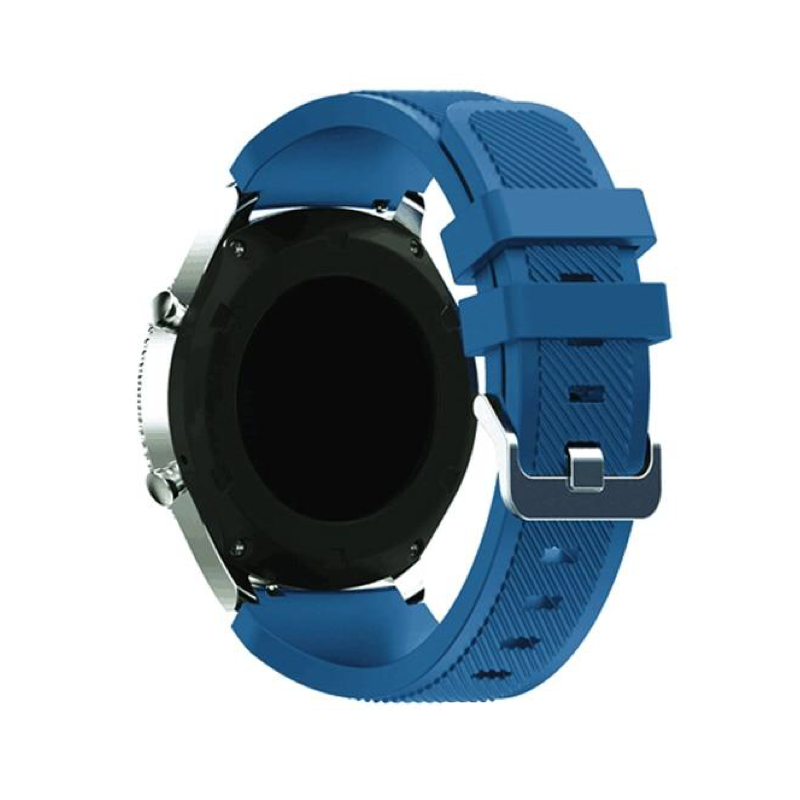 Deep Sea Blue Green Rugged Silicone Sport Universal Watch Band on Samsung Galaxy Watch.