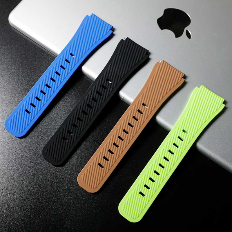 Group of Four Rugged Silicone Sport Universal Watchbands in Various Colors.