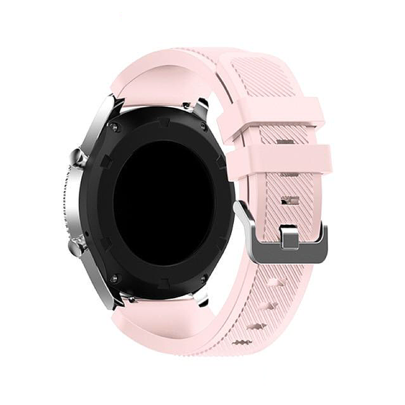 Pink Sand Rugged Silicone Sport Universal Watch Band on Samsung Galaxy Watch.