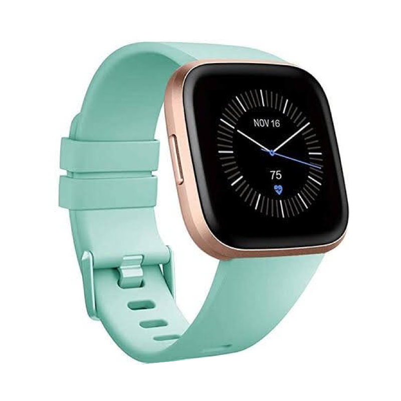 Fitbit Versa with a Mint Green Silicone Sport Band.