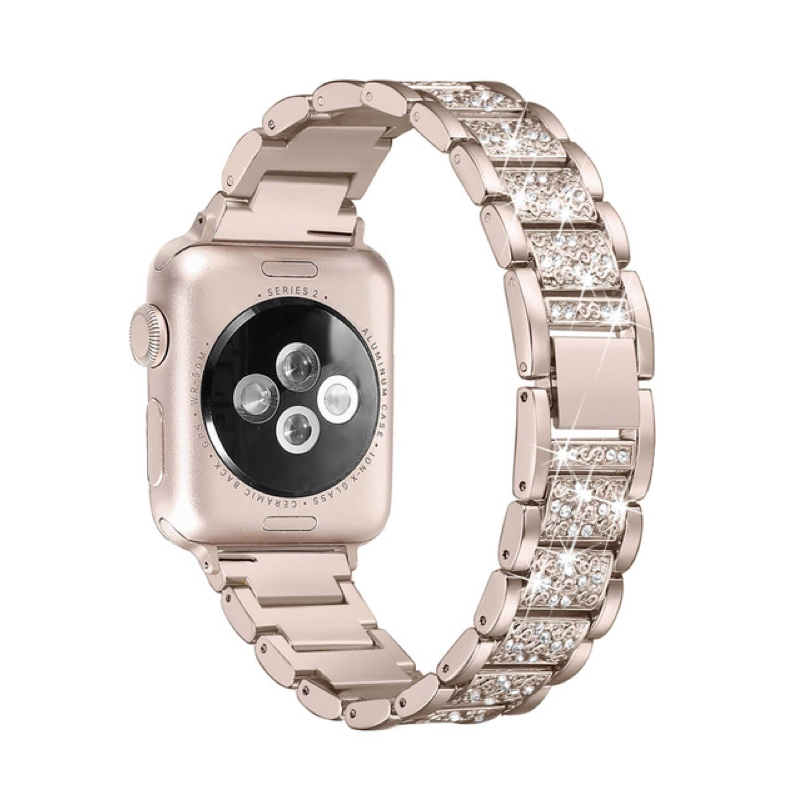 Champagne Gold Vintage Style Diamond Link Bracelet Band for Apple Watch.