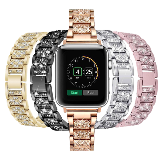 Group of Vintage Style Diamond Link Bracelet Bands for Apple Watch, in Various Color Styles.
