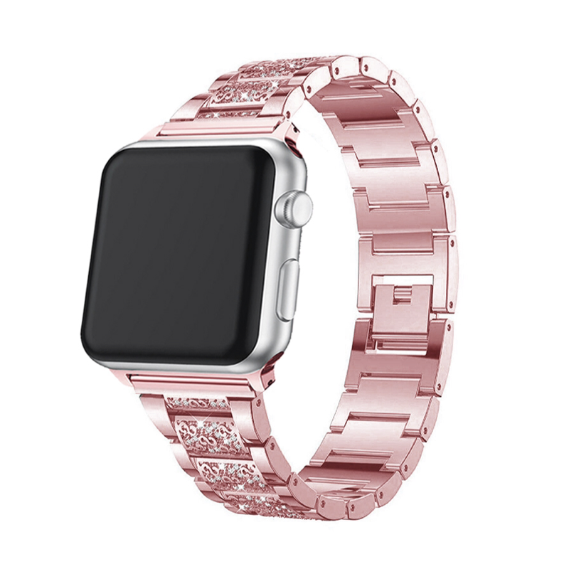 Pink Vintage Style Diamond Link Bracelet Band for Apple Watch.