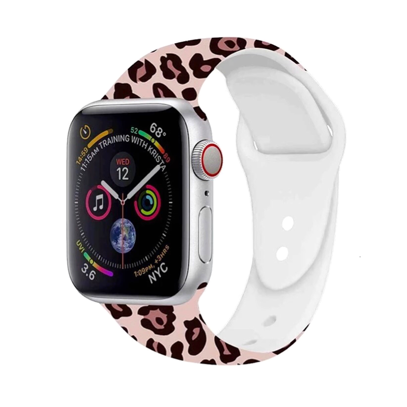 Wildcat Print Silicone Sport Band for Apple Watch, Jaguar Print.
