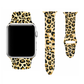 Wildcat Print Silicone Sport Band for Apple Watch, Leopard and Leaves Print - Front and Flat Views.